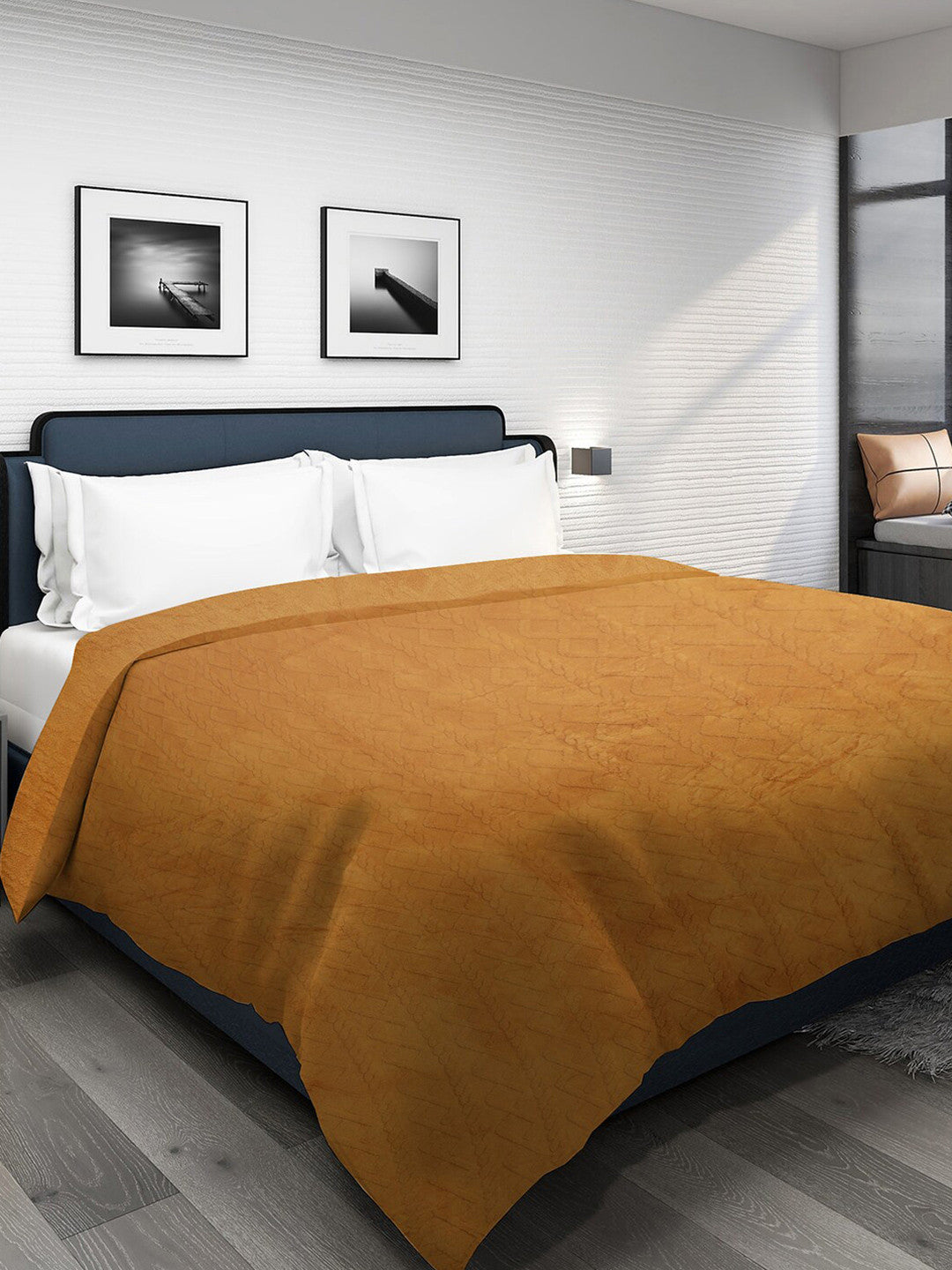 Light brown fur geometric mild winter double bed blanket, lite brown